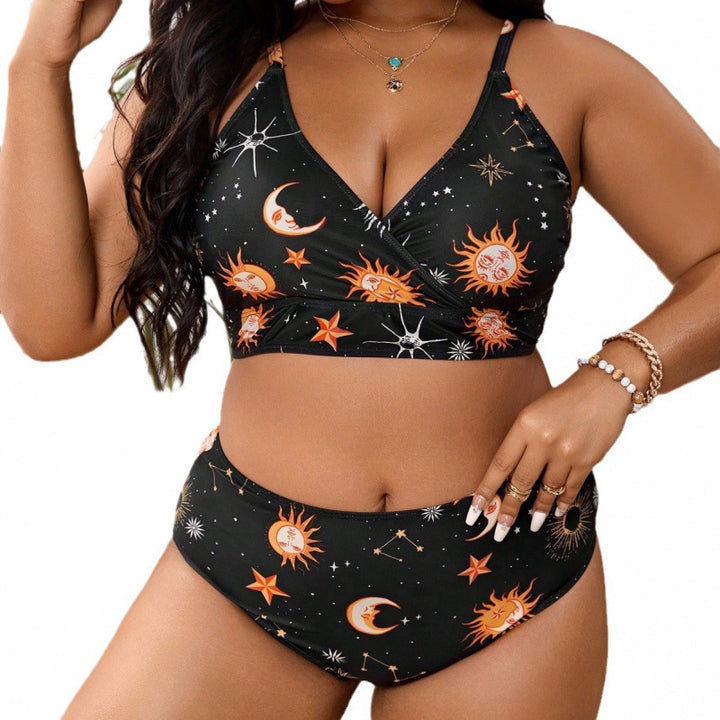Dame triangle bikini med bundet top og legende stjernemønster Skovae