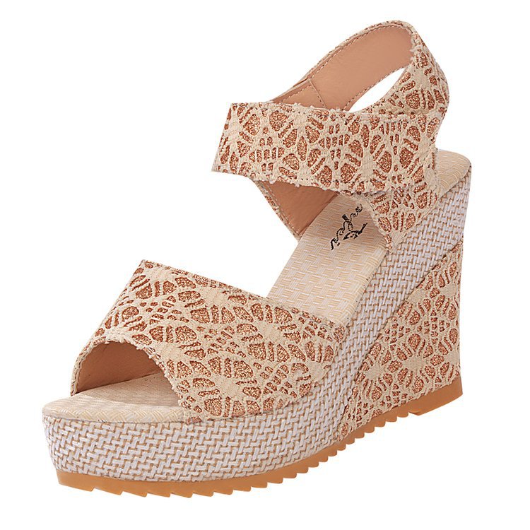 Dame Wedge Sandaler med blomsterdesign og justerbare remme Stilla