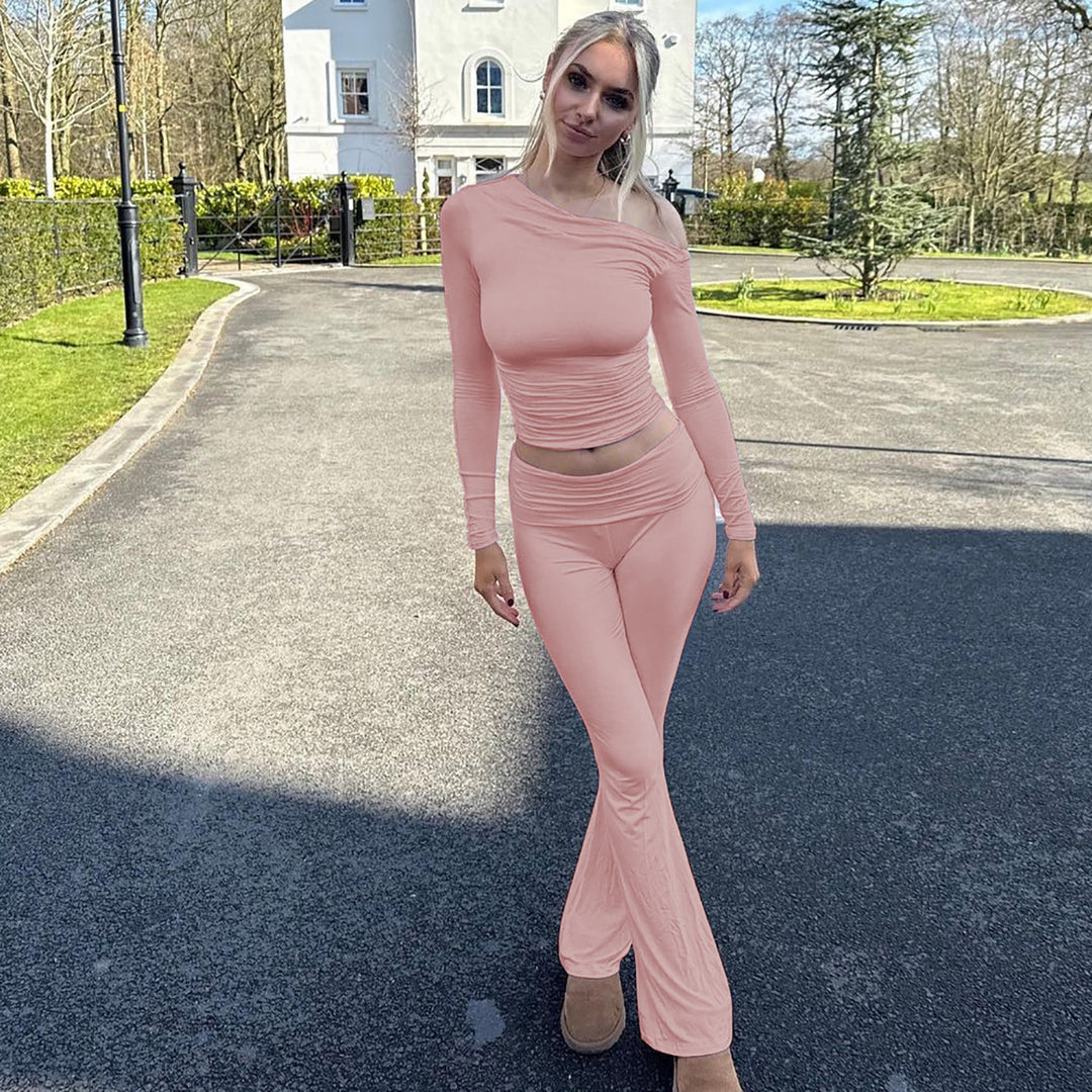 Dame leggings sæt med asymmetrisk top og figursyet snit Stilla