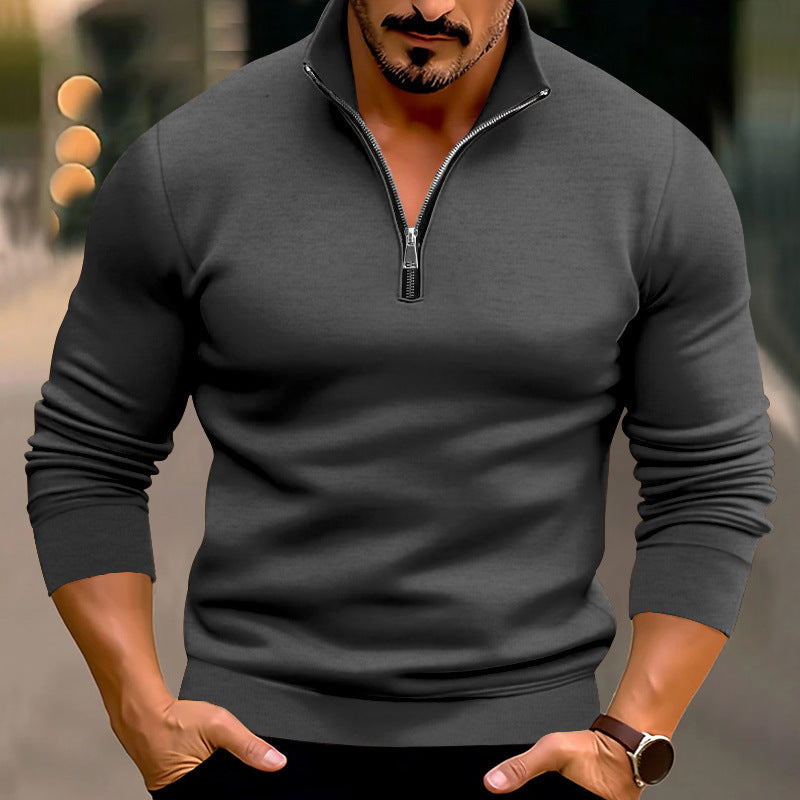 Herrer kvalitets pullover med lynlås og moderne ståkrave Stilla