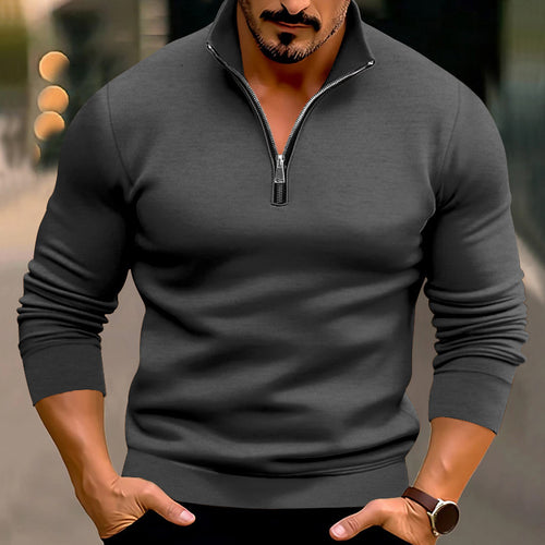 Herrer kvalitets pullover med lynlås og moderne ståkrave Stilla