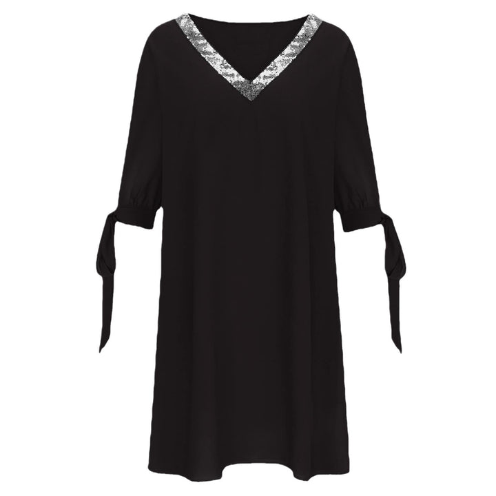 Dame elegant V-hals bluse med pailletdekoration Stilla