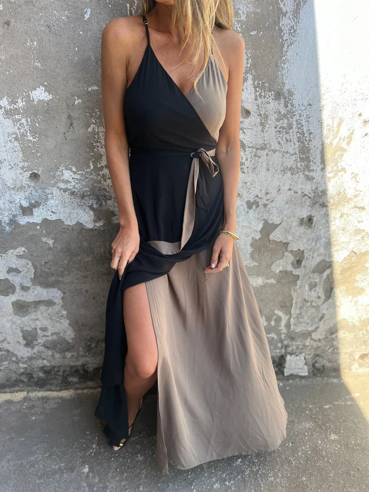 Dame Neckholder Maxi kjole med asymmetrisk fald Stilla
