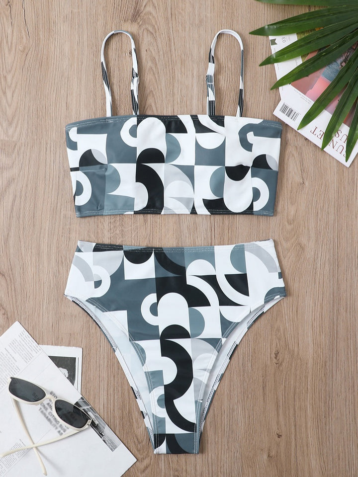 Dame Geometrisk Print Bralette Bikini Sæt Stilla