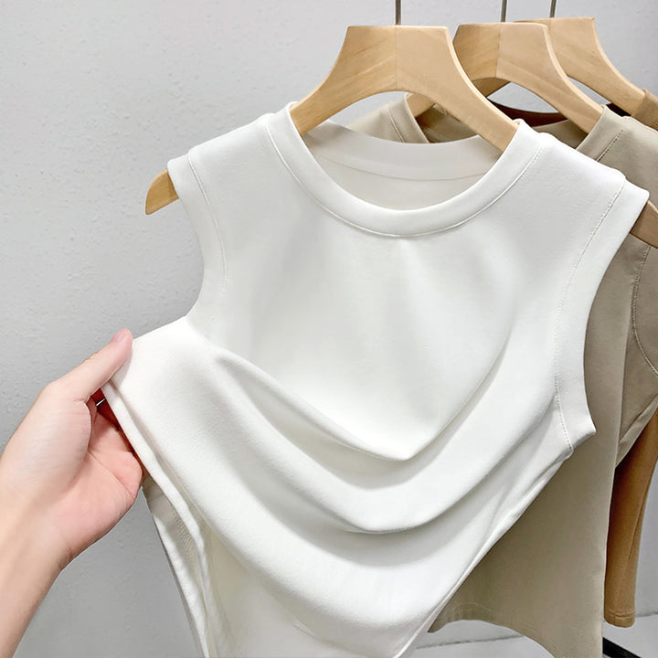 Dame ærmeløs top med elegant draperingsdesign Stilla