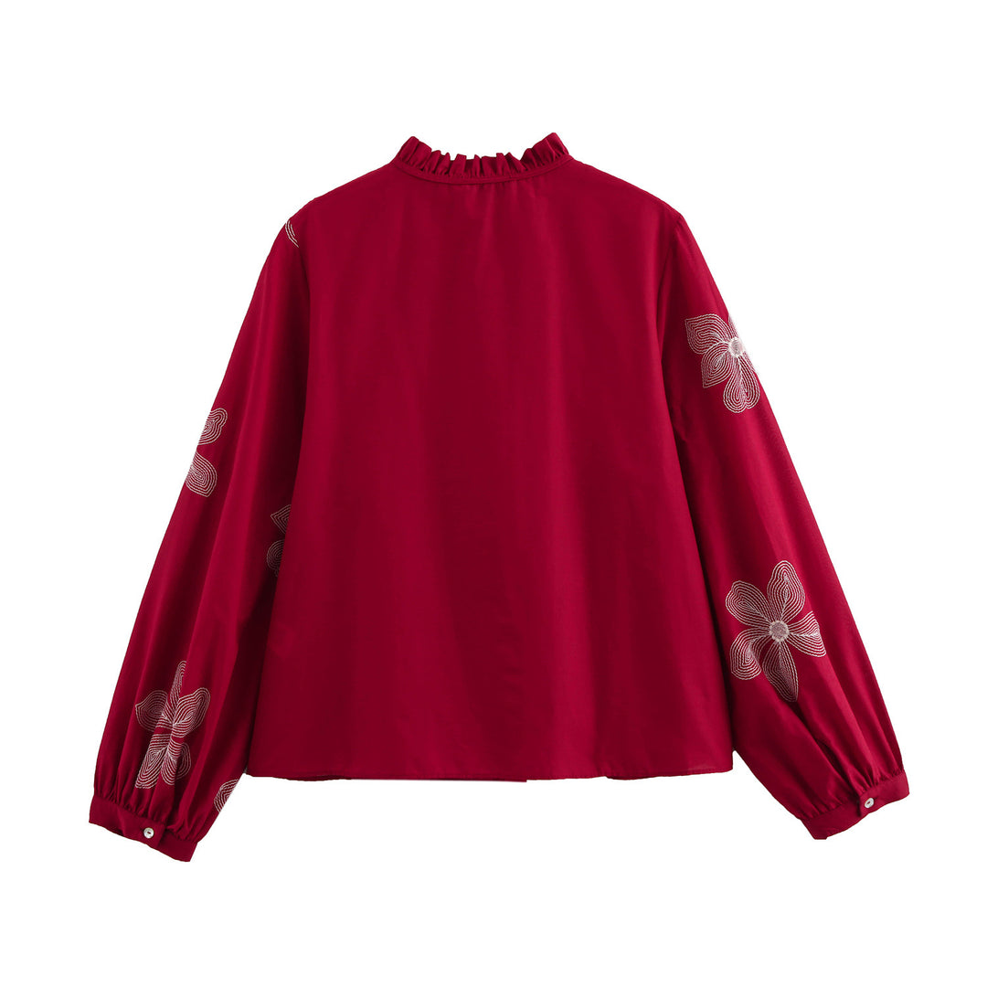 Femme Elegante Floral Broderet Bluse Stilla