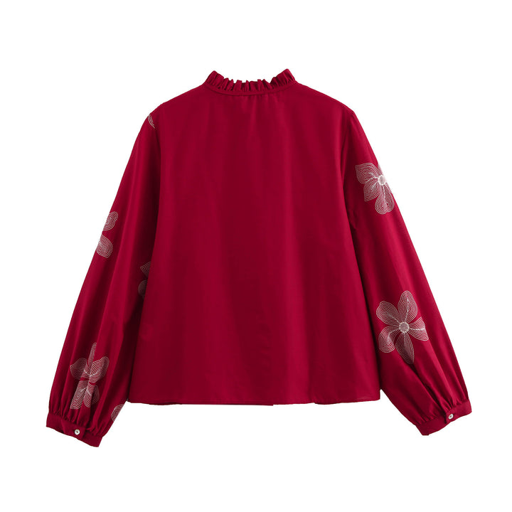 Femme Elegante Floral Broderet Bluse Stilla