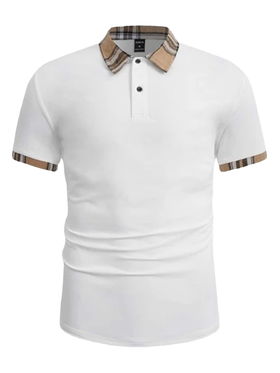 Herrer Poleret Fritids Poloshirt med markant ternet krave Stilla