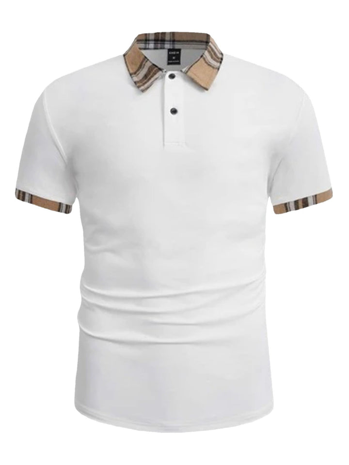 Herrer Poleret Fritids Poloshirt med markant ternet krave Stilla