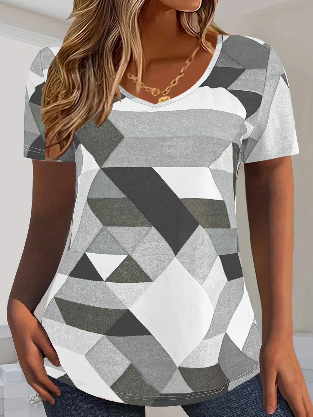 Dame V-hals T-shirt Stilla