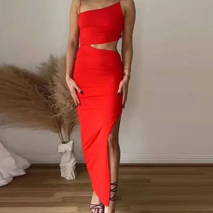 Kvinders elegante cut-out maxi kjole med asymmetrisk design og ruching Stilla