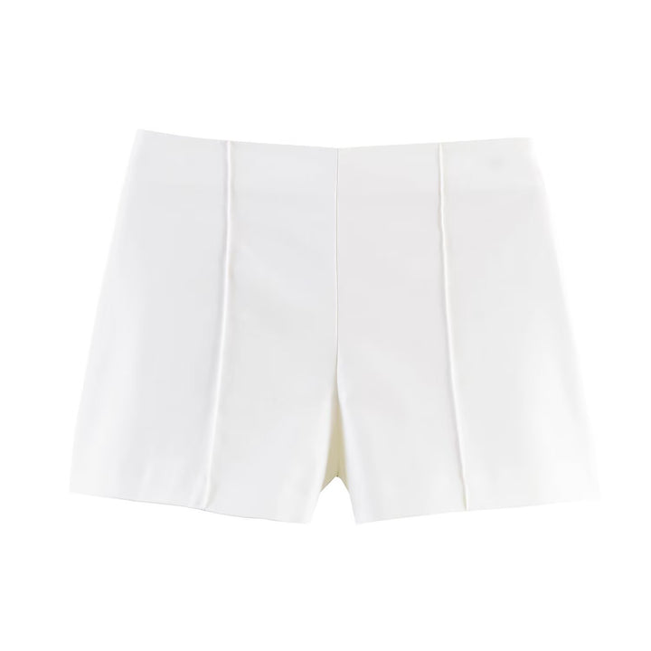 Dame Shorts i elegant snit med høj talje og dekorative folder Skovae