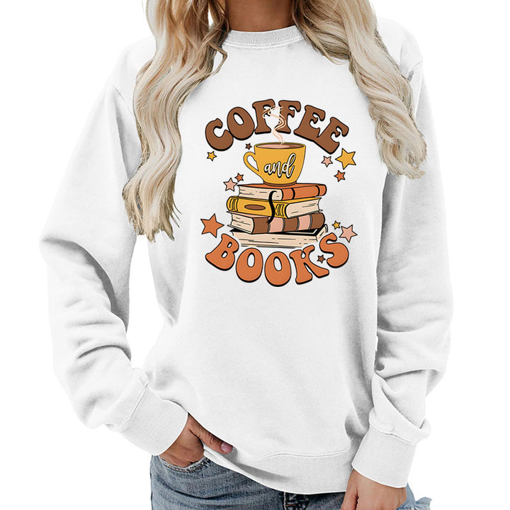 Dame sweatshirt med kreativ kaffe bog design Stilla