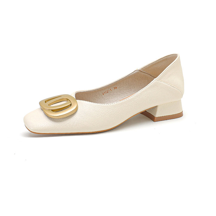 Femme Blok-hæls Ballerinaer med dekorativ metallic Accent Stilla