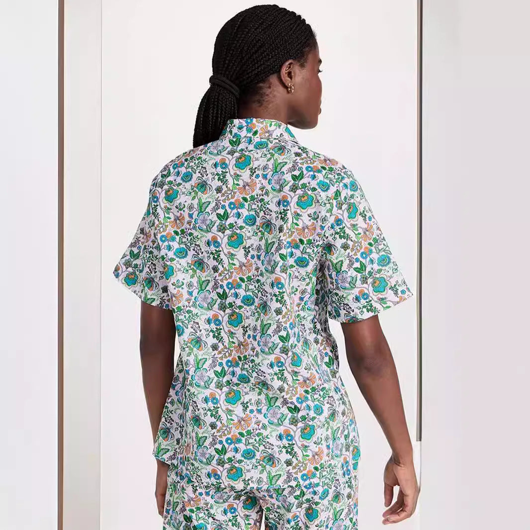 Femme Floral Print To-delt Loungewear-Sæt Stilla
