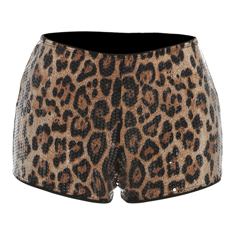 Damer Elegant Leopardskind Kjole med Glittersten Skovae