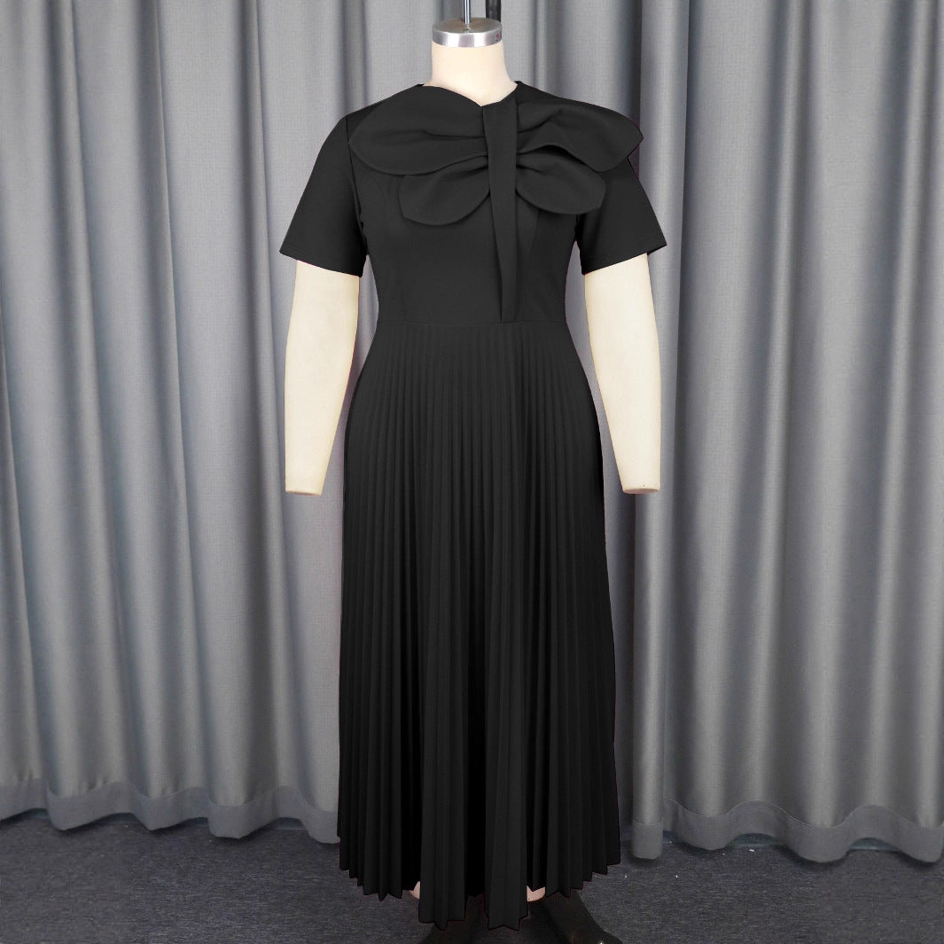 Dame Elegant Midi kjole med voluminøs sløjfeaccent Skovae