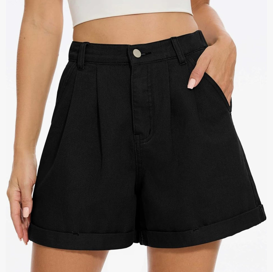 Dame højtaljerede folded shorts Stilla