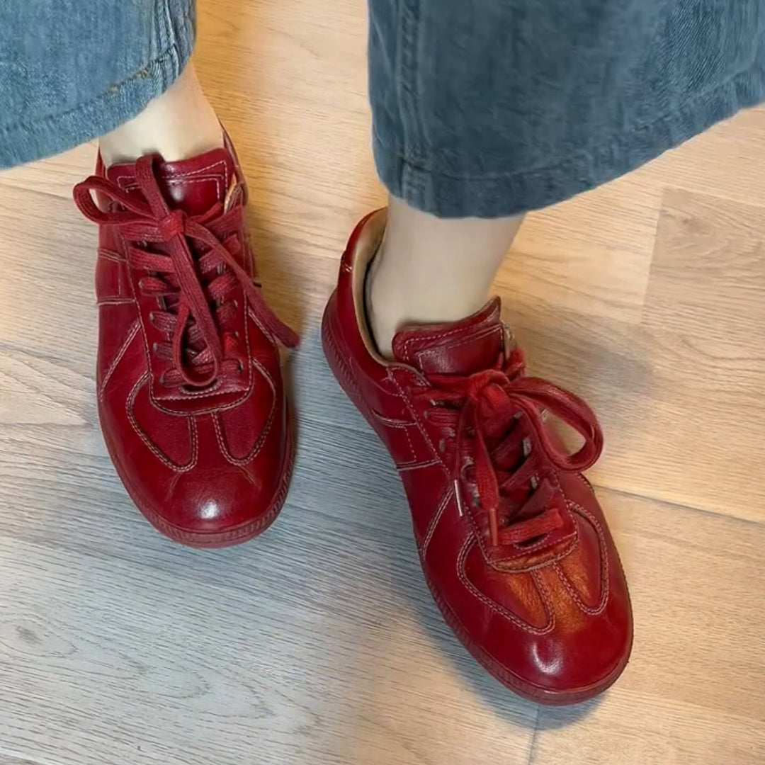 Kvinder Retro-look Mode Sneakers med Premium Læder Stilla