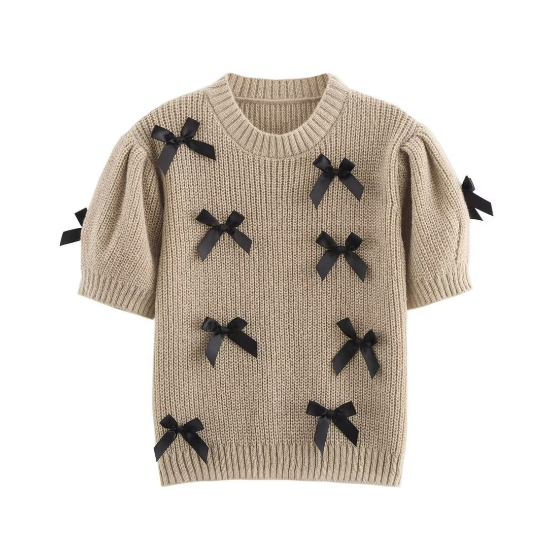 Dame Kortærmet Pullover med dekorative Sløjfer Stilla