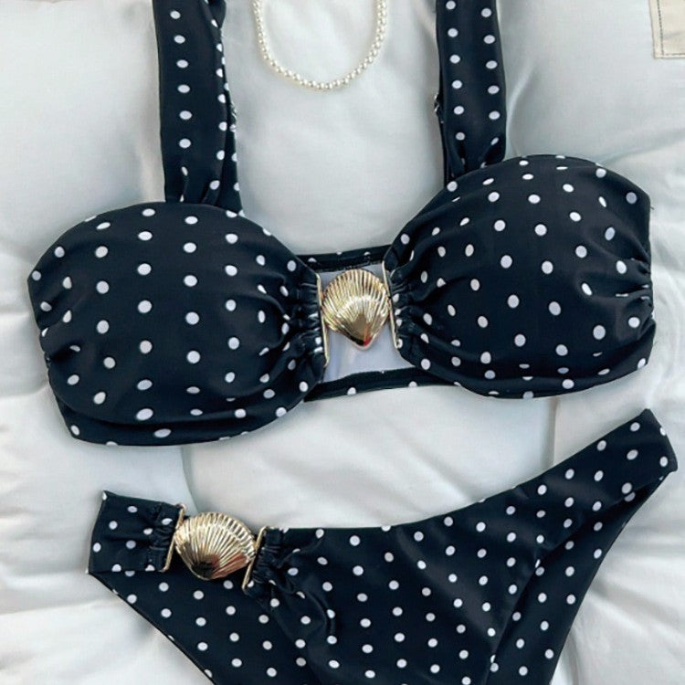 Damer Bikini-sæt med elegante flæser og struktureret design Skovae