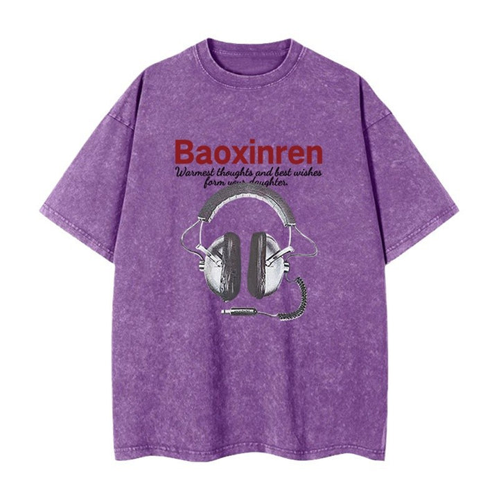 Dame T-shirt med stilfuld hovedtelefonprint og afslappet snit Stilla
