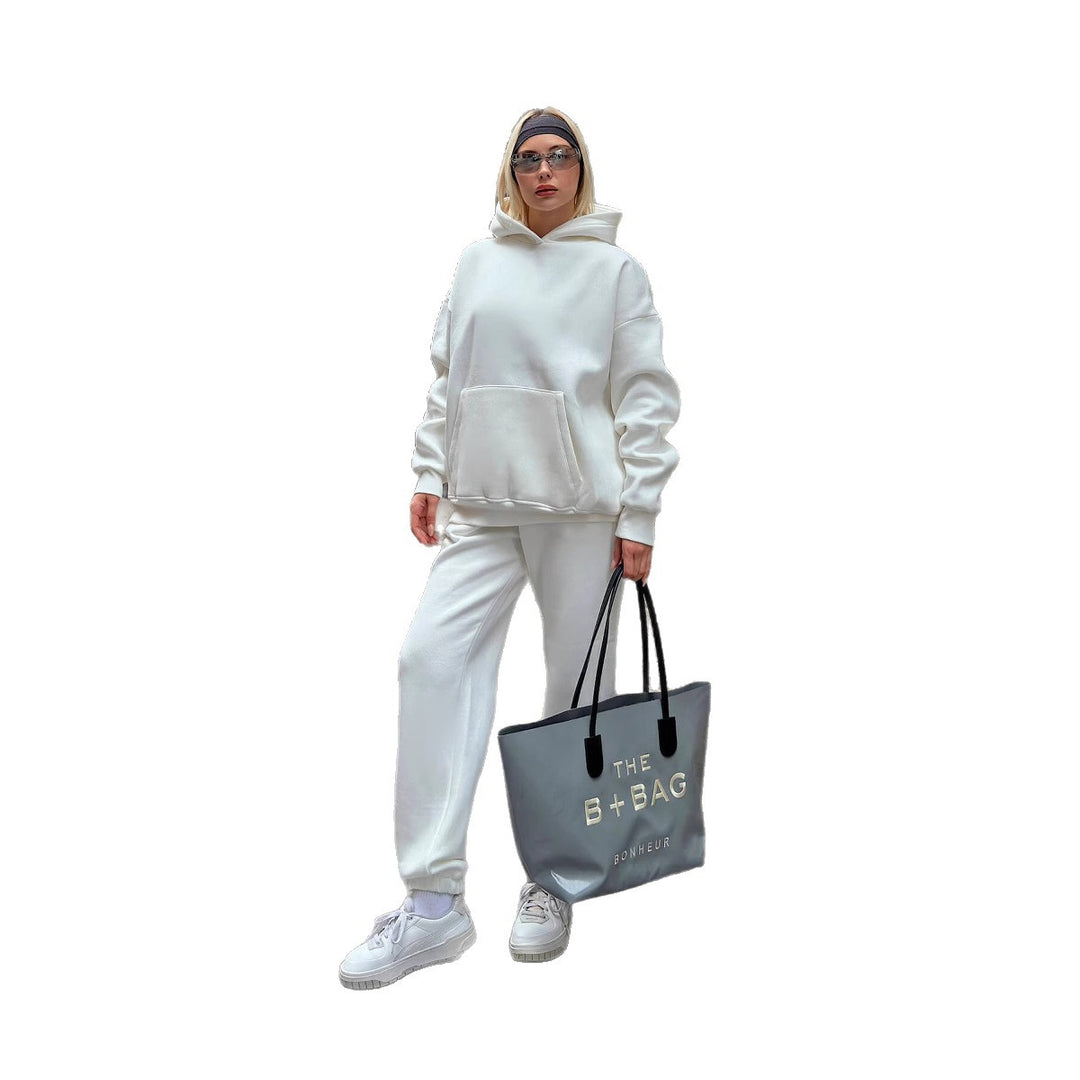 Dame afslappet oversized hoodie og bred bukser sæt Stilla