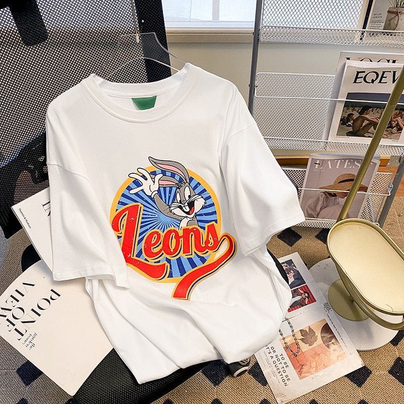 Dame T-shirt med kreativt cartoon-print og afslappet pasform Stilla