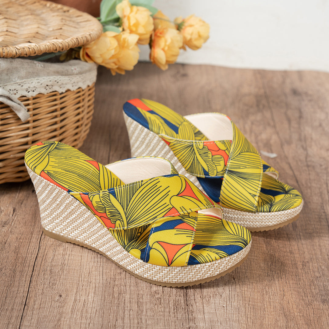 Dame Wedge-sandaler med blomsterdesign og skridsikker sål Stilla