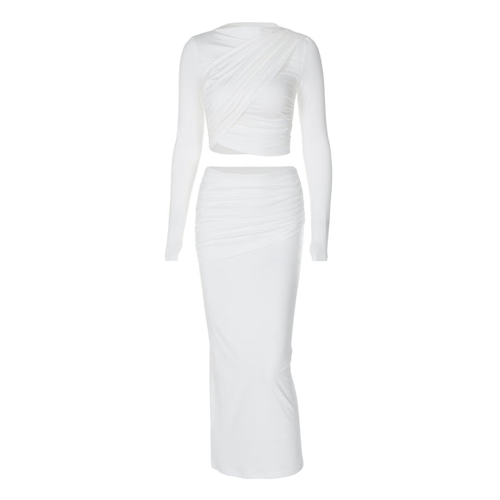 Dame elegant Two-Piece Set med innovativ drapering og tætsiddende snit Stilla