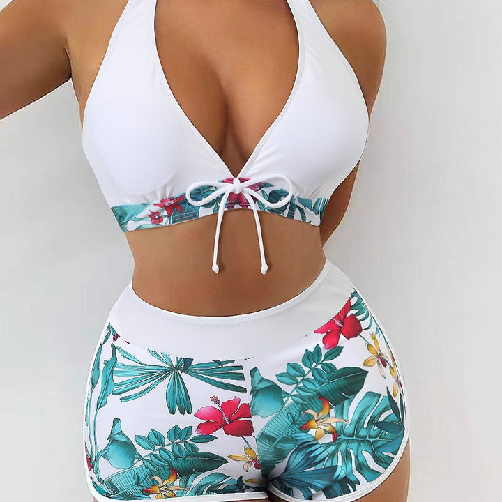 Dame bikini-sæt med detaljeret blomstermønster og justerbare stropper Stilla
