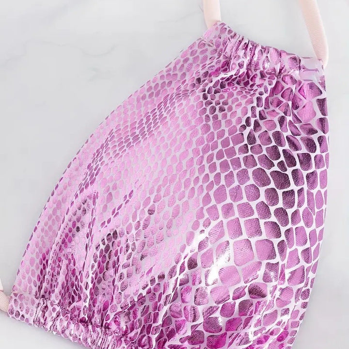 Dame Triangel-Bikini-Sæt med skinnende slangeprint og elegant nederdel Stilla