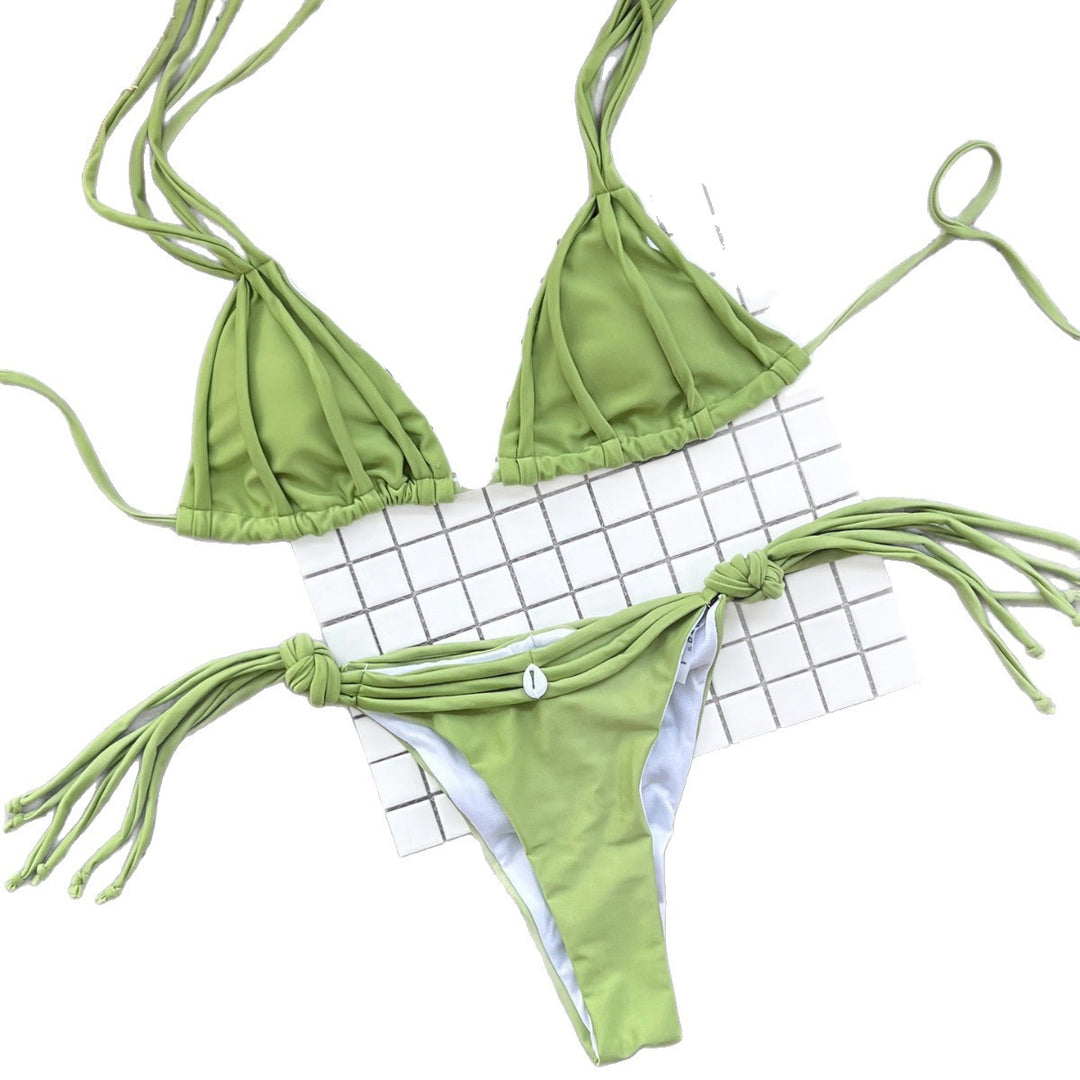 Dame bikini-sæt med justerbare stropper og frynsede detaljer Stilla