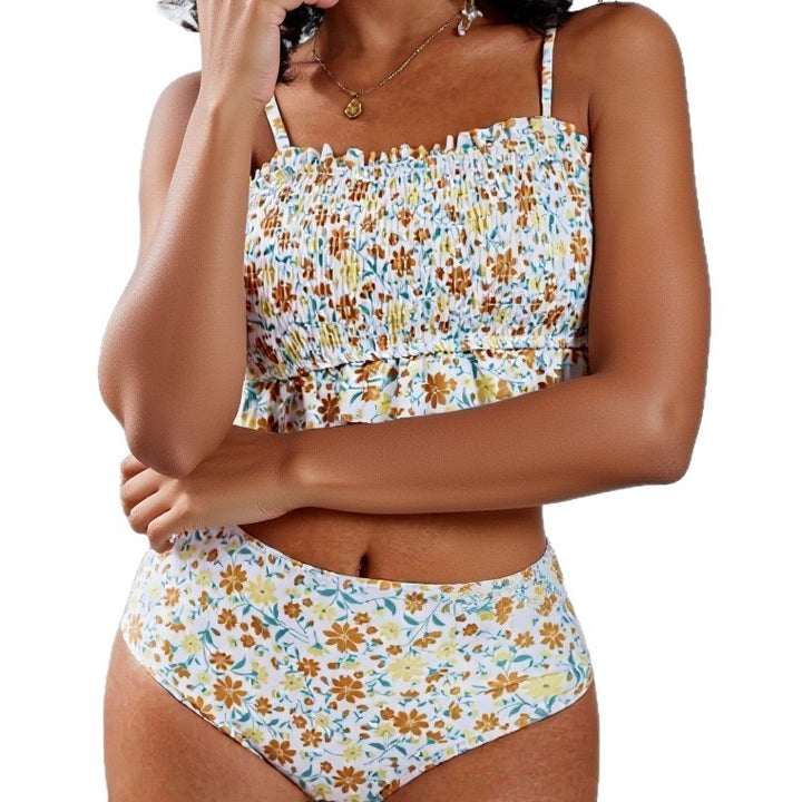 Dame Vintage Bikinisæt med Flæser Skovae