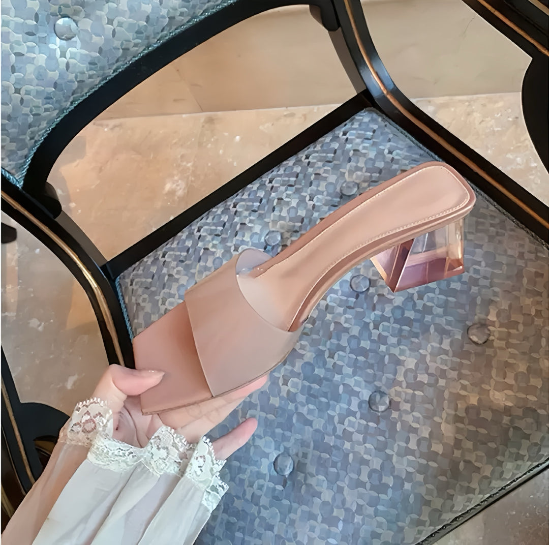 Dame blokhæle glide sandaler med geometrisk design Stilla
