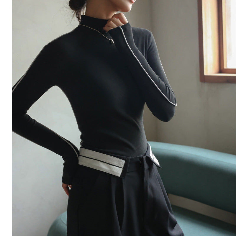 Dame Kvalitets Rullekraveoverdel med stilfuld Stripe Accent Stilla