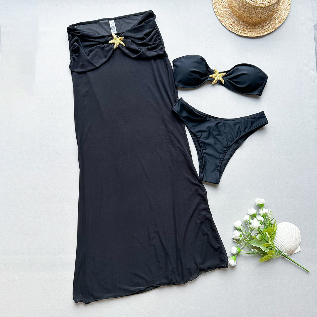 Dame Bandeau-top med elegant indsvøbt nederdel Stilla