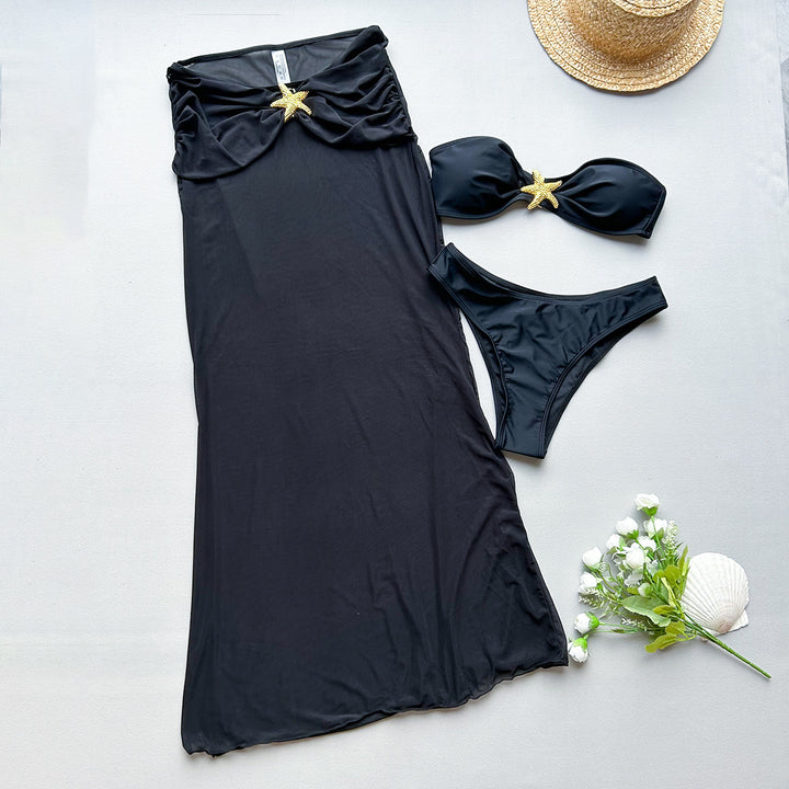 Dame Bandeau-top med elegant indsvøbt nederdel Stilla