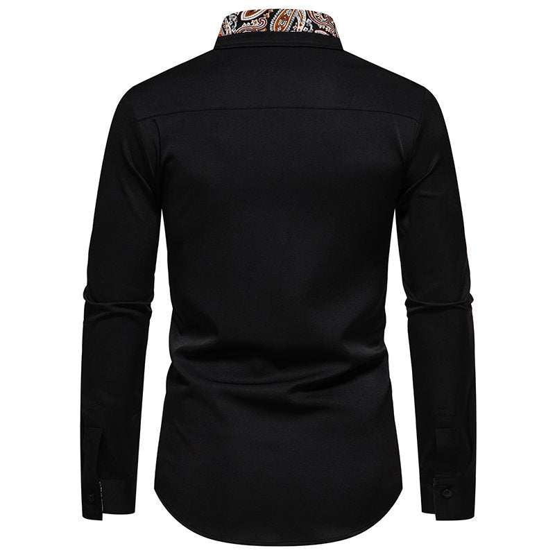 Herrer Stilfuld Kontrastkrave Knappen shirt Stilla