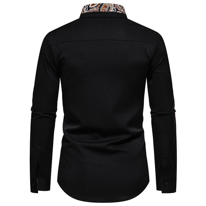 Herrer Stilfuld Kontrastkrave Knappen shirt Stilla