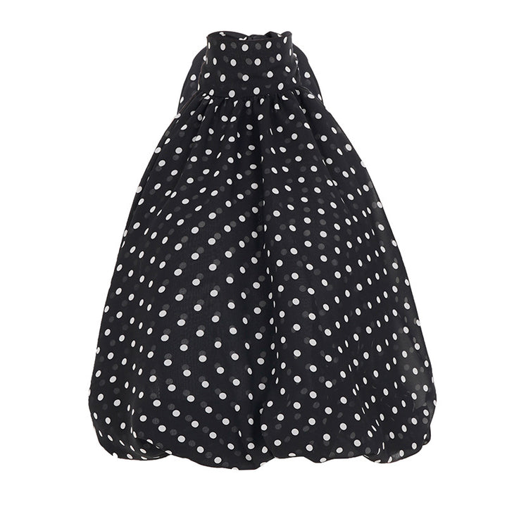 Dame halterneck top med polka prikker og sløjfe akcent Skovae