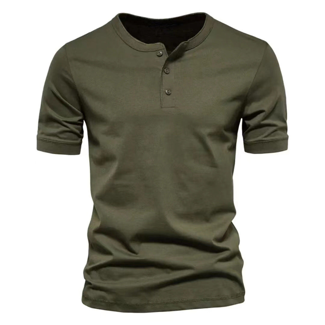 Herrer Korte Ærmer Henley T-Shirt lavet af åndbart bomuldsblanding Stilla