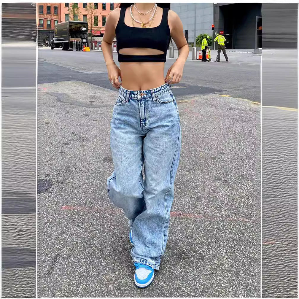 Dame afslappede højtaljede jeans Stilla