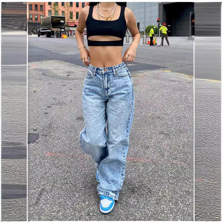 Dame afslappede højtaljede jeans Stilla