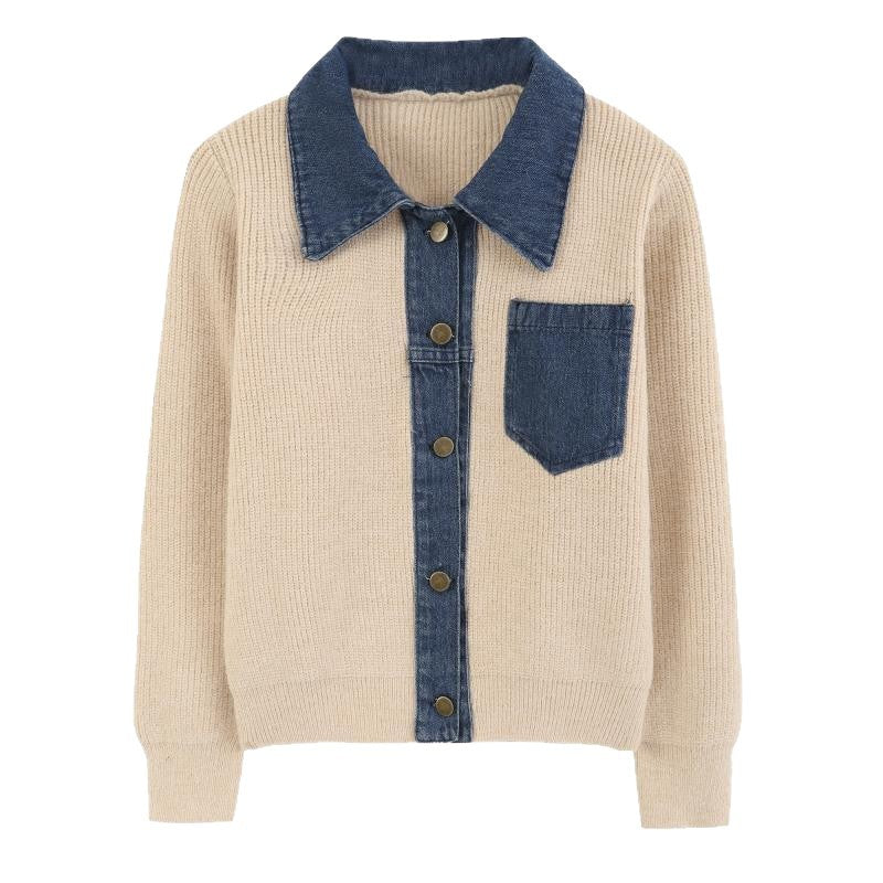 Kvinders cardigan med denim detalje Stilla