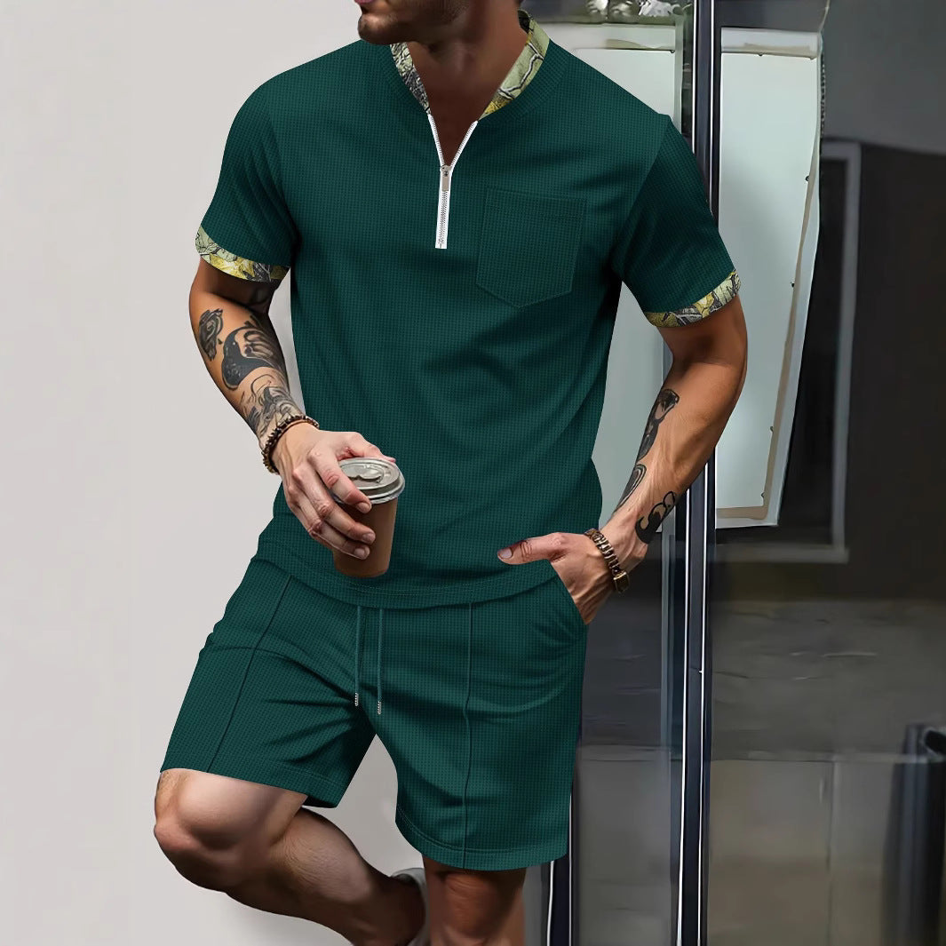 Herrer afslappet fritidsoutfit med kort lynlås og moderne krave Stilla