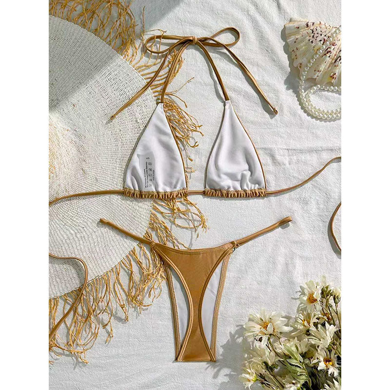 Dame trekant-bikini med frynsedetalje og høj skånsom pasform Skovae