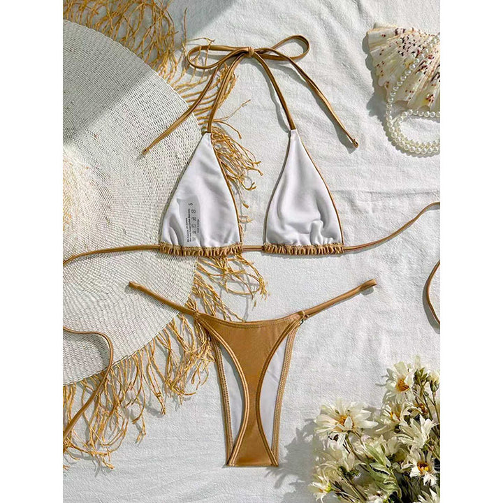 Dame trekant-bikini med frynsedetalje og høj skånsom pasform Skovae