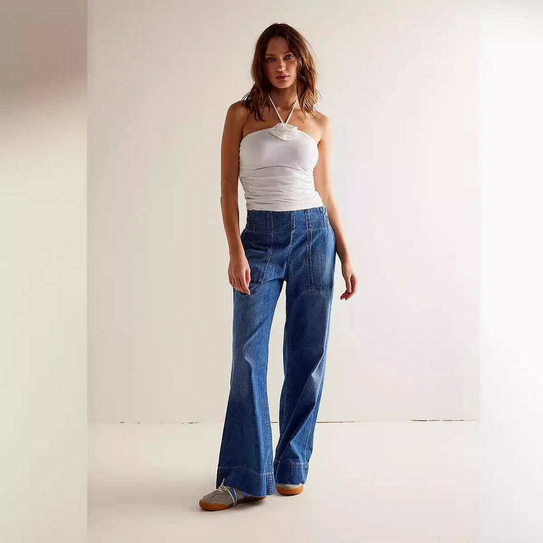 Damer Løse Højtaljede Jeans med sidelommer og afslappet pasform Stilla