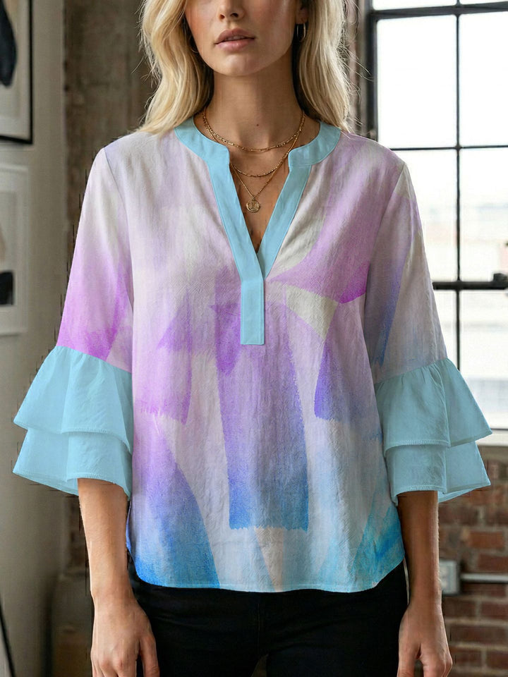 Damebluse med smukt blomstermotiv Skovae